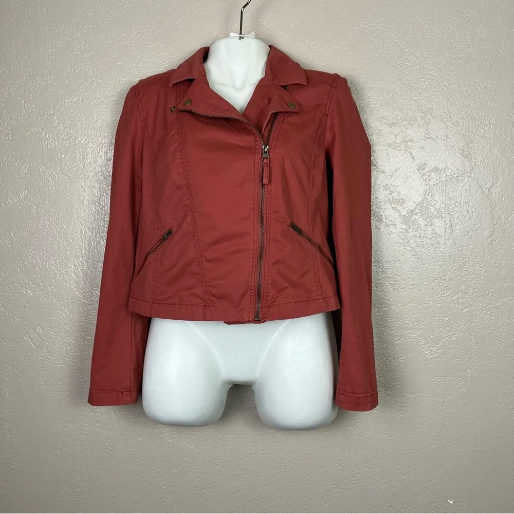 Ann Taylor Loft Moto Jacket - Rust‎ long sleeve full zip size M